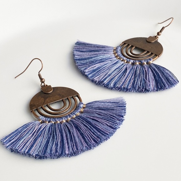 NEW "Nile" Tassel Earrings (Blue) - Picture 4 of 8